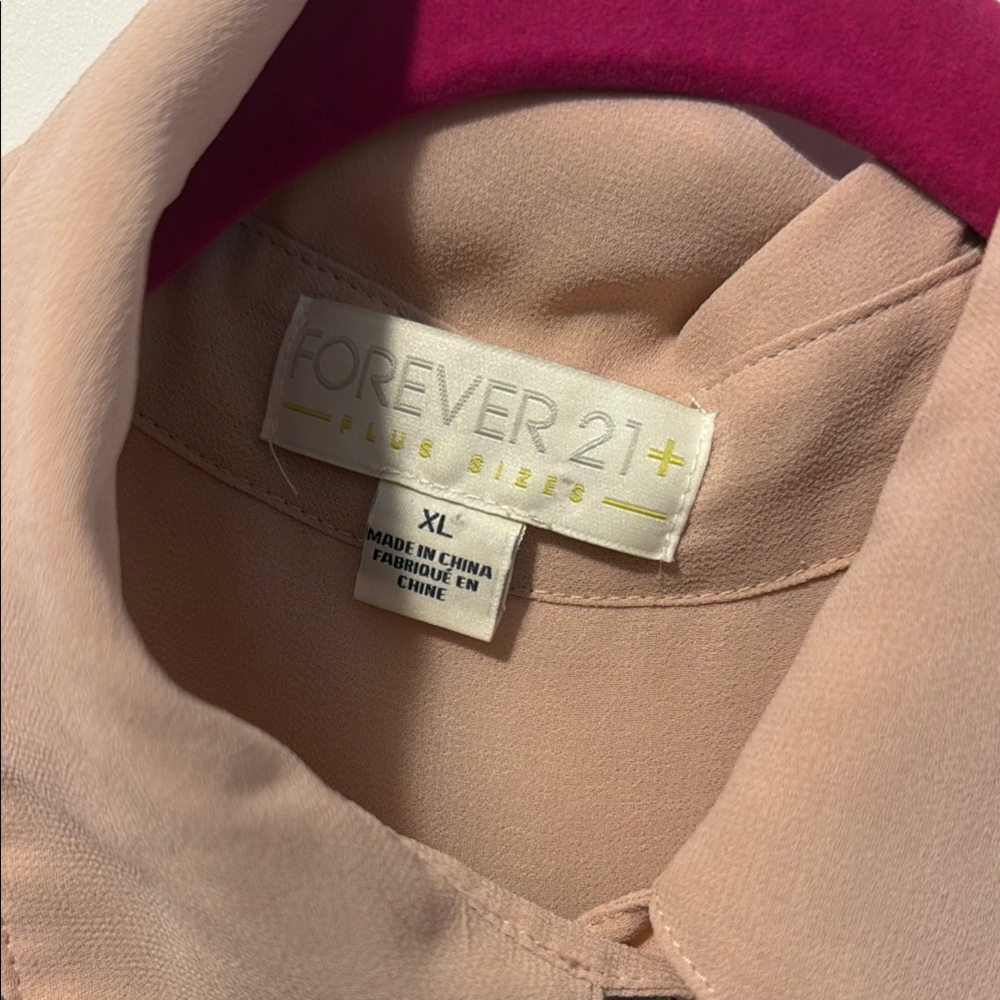 Forever 21 pink Button Down Shirt with Mandarin Collar